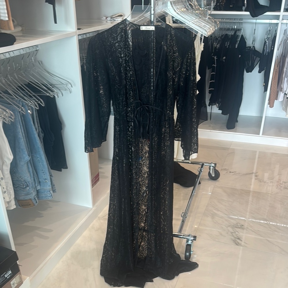 Black lace Swim Coverup Maxi